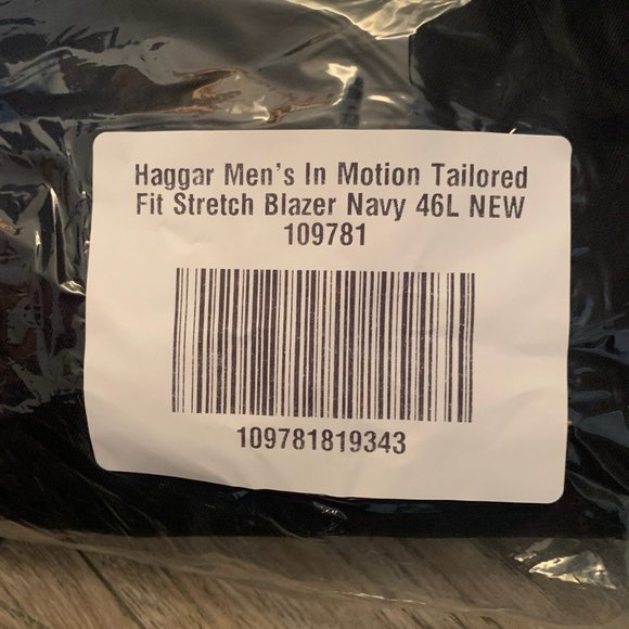 NWT HAGGAR MEN'S IN MOTION TAILORED FIT STRETCH BLAZER NAVY 46L (LONG) - Picture 8 of 9